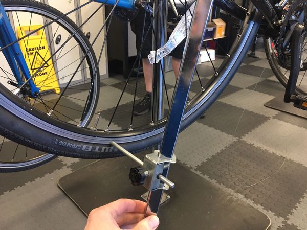Wheel truing at the Cytech workshop during Level 2 training